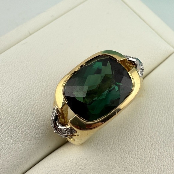 RARE Tiffany & Co. Tourmaline Cocktail Ring with Pave Diamond X Size 5.25 14g - Picture 5 of 13
